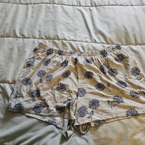 Sonoma Cream Floral Sleep Shorts with Navy Print